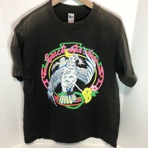 Vintage Busch Gardens Shirt, Neon Print On Black Shirt, XL White Cockatoo Bird